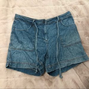 Vintage Jean Shorts With Waist-Tie